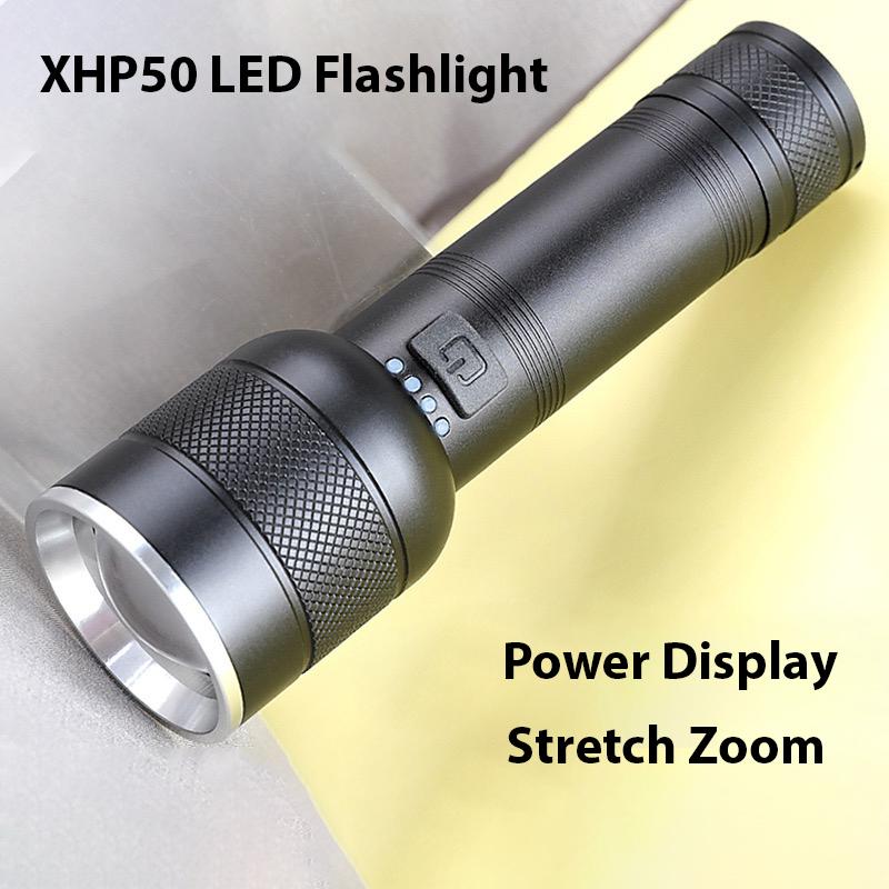 Powerful 5000LM LED Flashlight P50 LED Flashlight USB Rechargeable Torch Telescopic Zoom 4Mode Flashlight Lantern Built-in 18650/26650 Battery