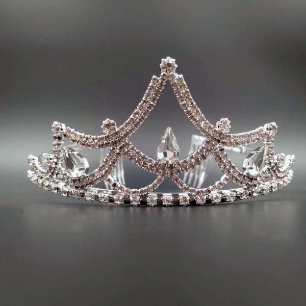 Crystal Rhinestone Headband Crown Tiara Hair Comb Pin SZ16 Silver