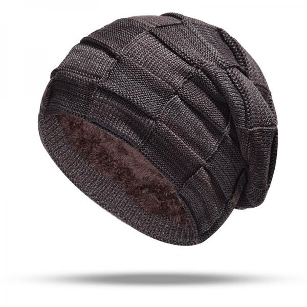 Winter Beanie Hat Warm Knit Hat Skull Cap with Thick Fleece Lined for Men Women Coffee
