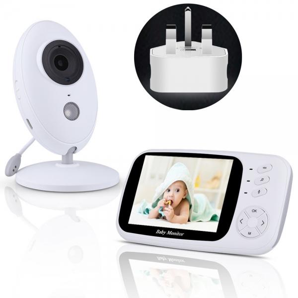 Wireless 3.5inch Digital Video Baby Monitor (No Need for Wifi or Bluetooth) Strong Signal Audio Music Portable Infant Camera Nanny Monitor Temperature Sensor Intercom UK Plug