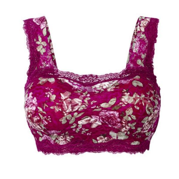 Women Comfy Floral Printing Lace Bra Wrapped Yoga Chest Vest Bra Wine Red Figure 100=6L