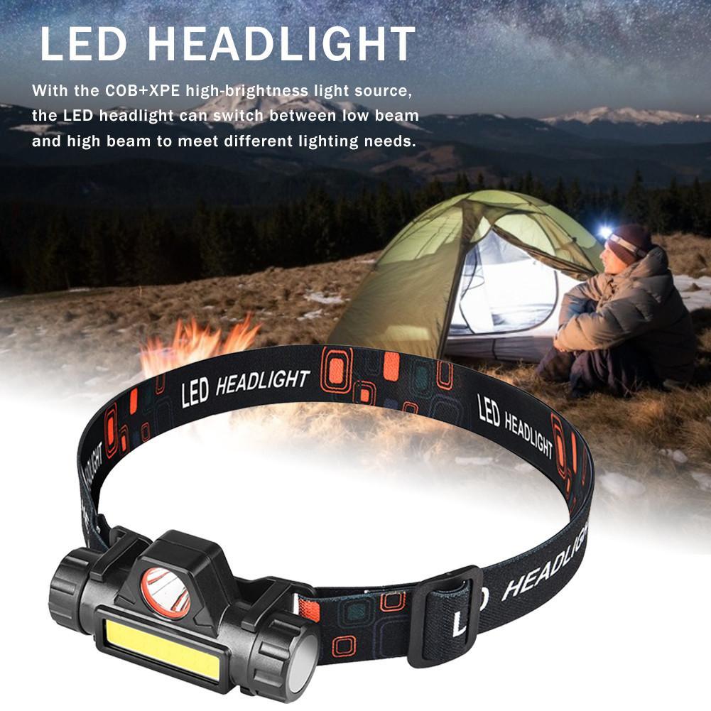 XPE COB Head Lamp Portable Mini USB Flashlight Waterproof Headlamp Work Light for Night Fishing Riding Camping