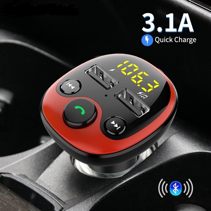 Quick Charge Dual USB Car 3.1A Charger for Phone Mobile Phone Handsfree FM Transmitter Bluetooth MP3 Player