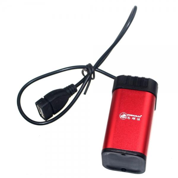 ZHISHUNJIA USB Back-up AA / 14500 Batteries Power Box for Bike Headlight Red & Black - stringsmall