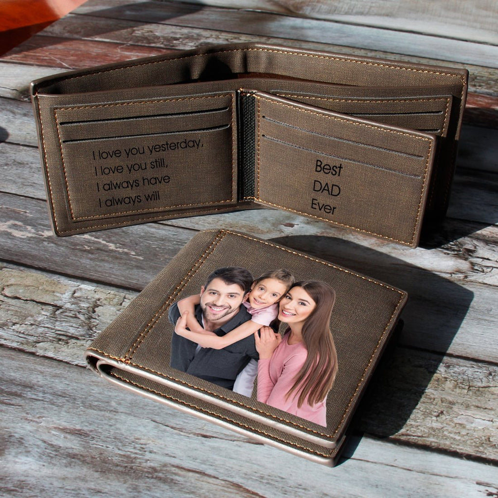 Custom Photo Wallet Personalized Photo Wallets for Men Dark Brown
