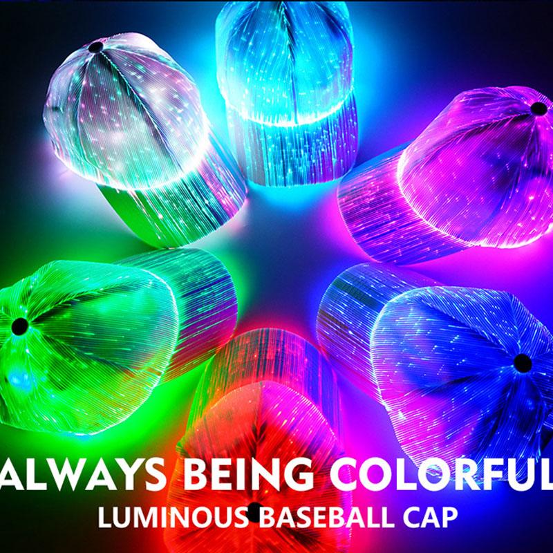 Glowing Fiber Baseball Cap Pure White Couple Glowing Cap LED Outdoor Glowing Cap