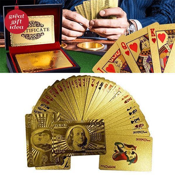 1 Set High-grade Gold Foil Plated Poker Card Family meet games Gold Foil Playing Cards Texas Hold'em Poker Funny Table Games