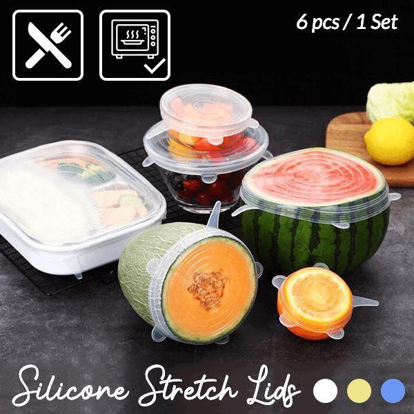 6 Pcs/Set Food Silicone Cover Cap Universal Silicone Lids For Cookware Bowl Reusable Stretch Lids Kitchen Accessories