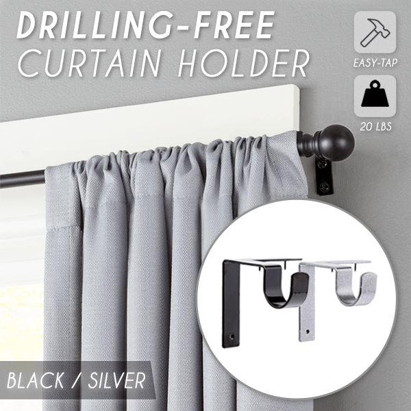 2pcs/set Hang Curtain Bracket Quick Hang Curtain Rod Brackets Tap Right Into Window Frame Rod Holders