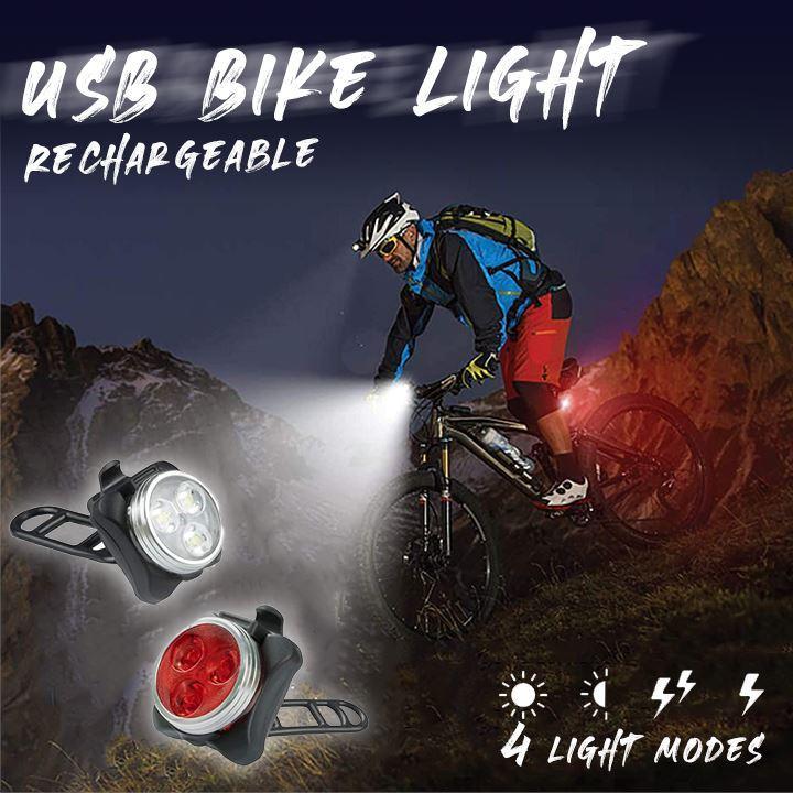 USB Rechargeable Cycling Bicycle Light Mountain Bike Super Light Charging Taillight Outdoor Headlight Front Tail Clip Light Lamp