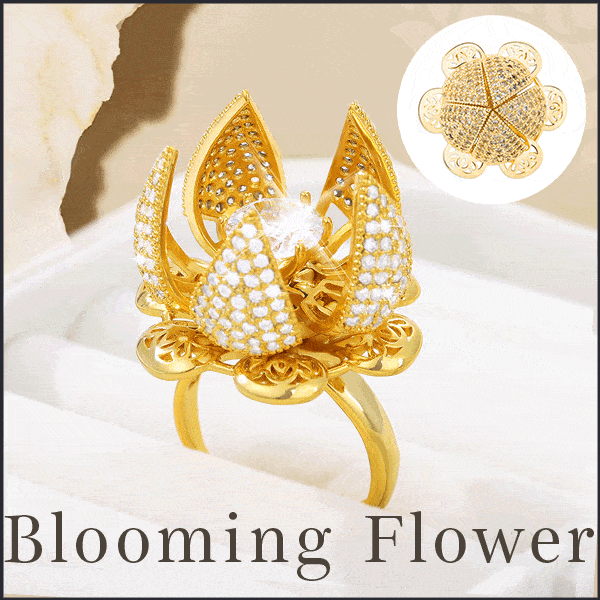 Hollow Open And Close Bud Rings For Women Geometric Elegant Female Garland Blooming Flowers Vintage Ring Jewerly
