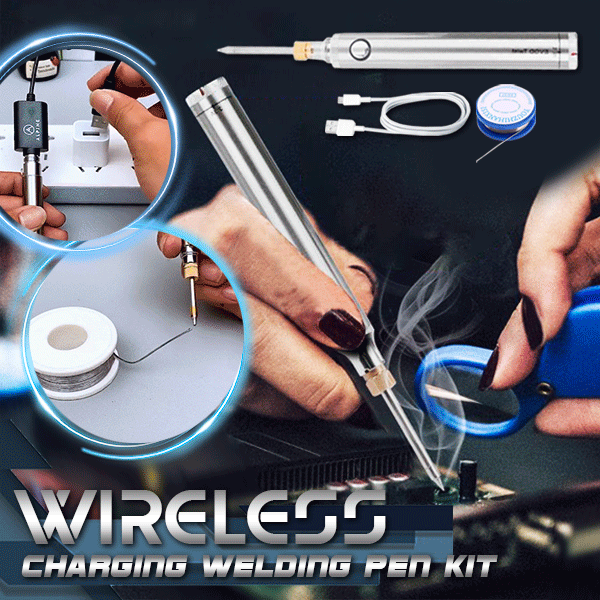 Wireless Charging Welding Pen Kit with 3 Soldering Iron Tips and Tin Wire